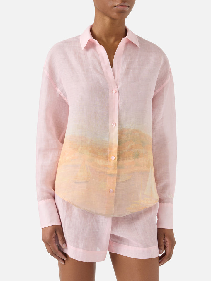 Camicia Cristal in ramie con stampa sunset