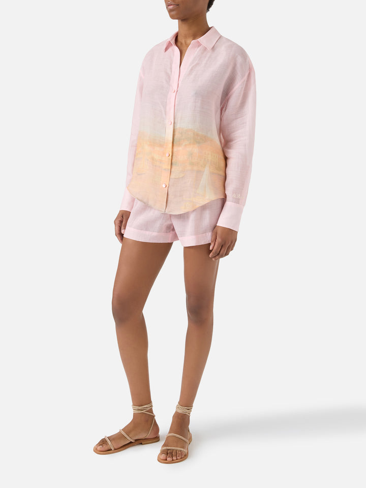 Camicia Cristal in ramie con stampa sunset