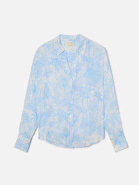 Camicia Cristal in ramie con stampa toile de jouy azzurra