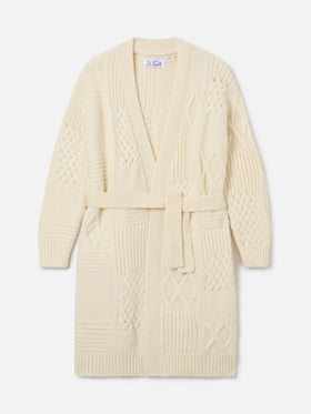 Maxi cardigan Daba with embroidery and belt