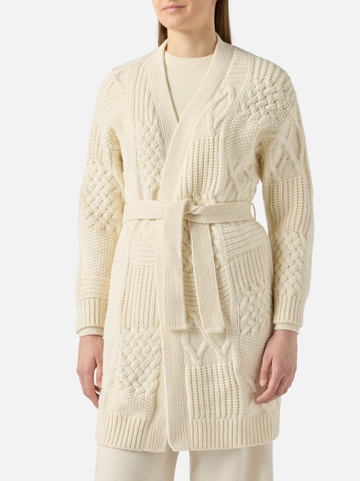 Maxi-Cardigan Daba mit Stickerei und Gürtel