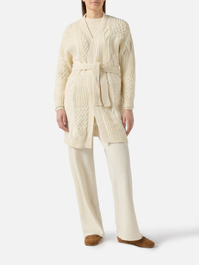 Maxi cardigan Daba with embroidery and belt