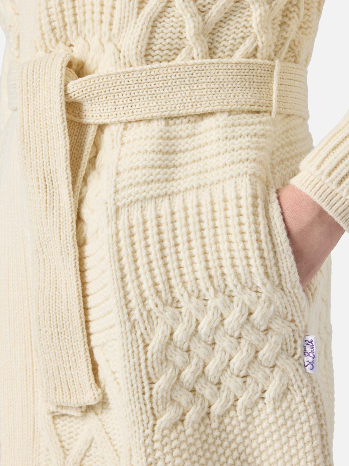 Maxi cardigan Daba with embroidery and belt