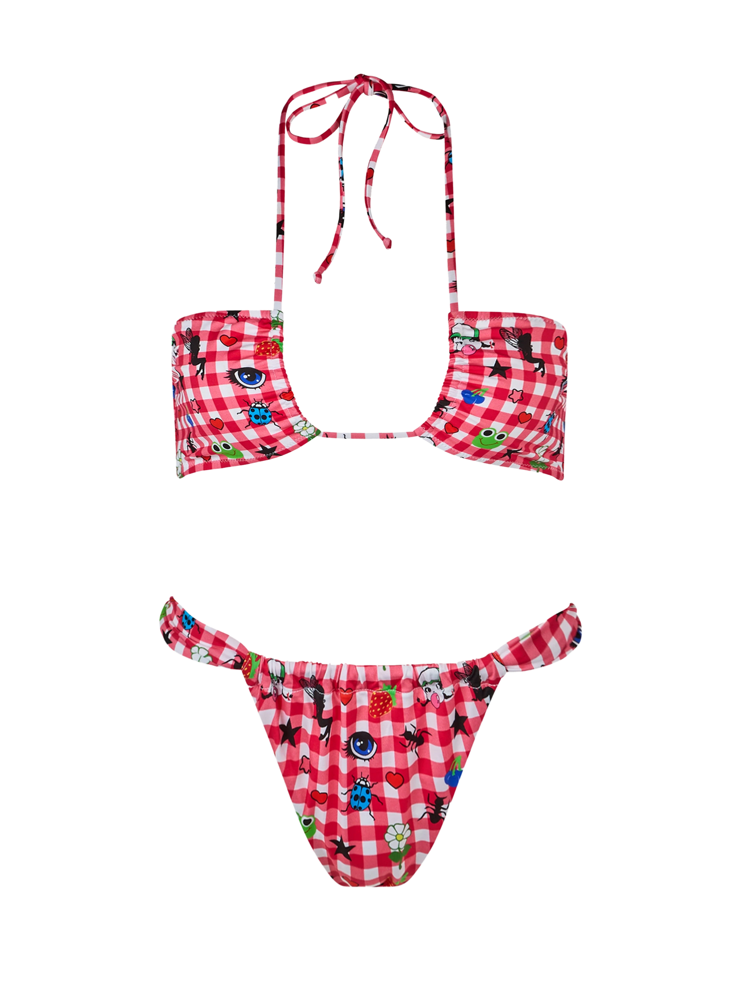 Women beandeau bikini Dahelle with gingham and fancy print | BEEPY BELLA SPECIAL EDITION