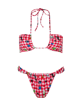 Women beandeau bikini Dahelle with gingham and fancy print | BEEPY BELLA SPECIAL EDITION