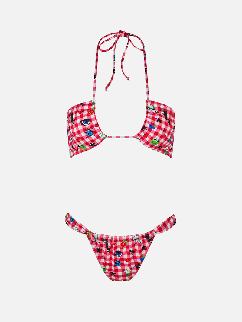 Women bandeau bikini Dahelle with gingham and fancy print | BEEPY BELLA SPECIAL EDITION