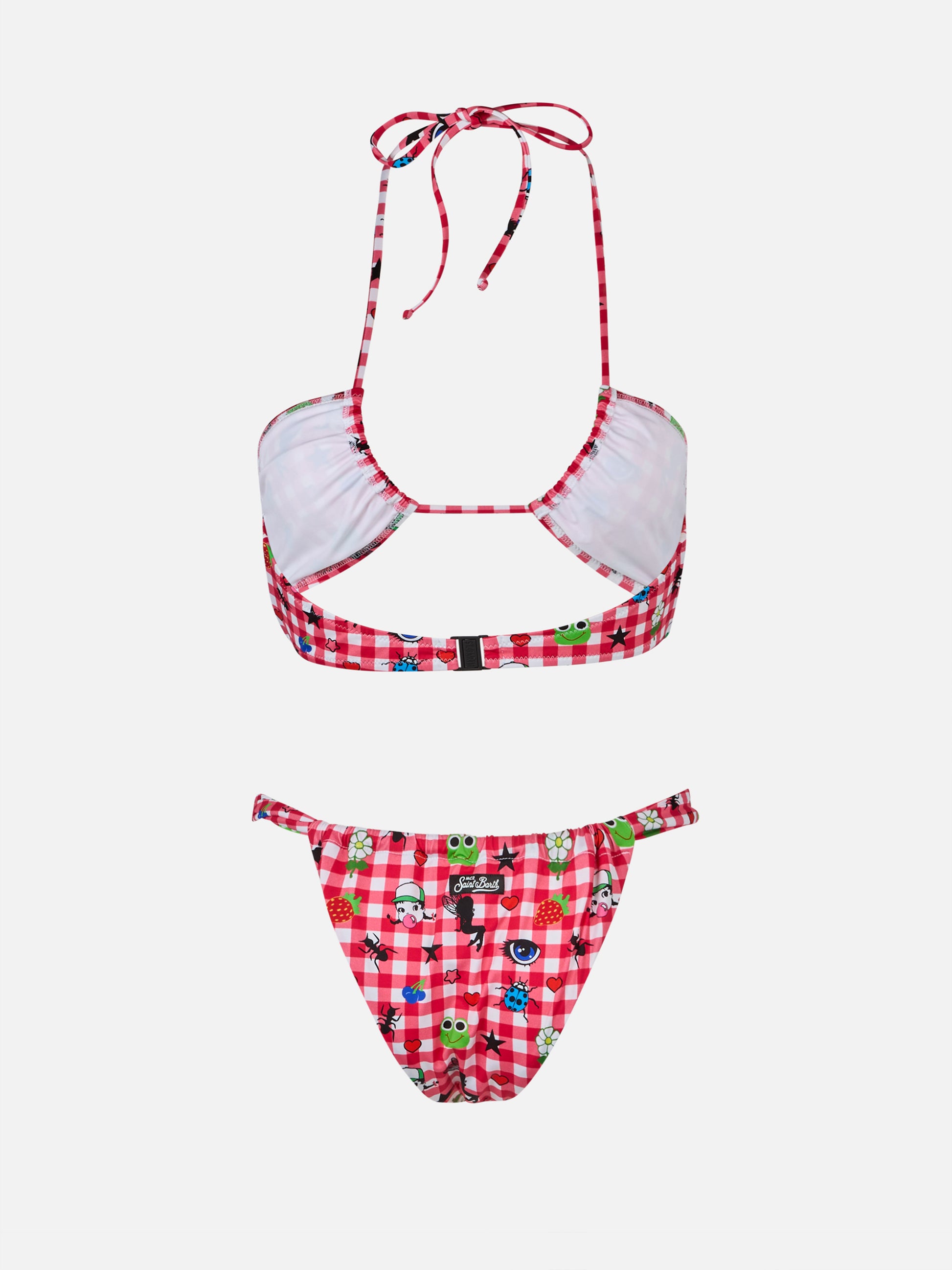 Women beandeau bikini Dahelle with gingham and fancy print | BEEPY BELLA SPECIAL EDITION - MC2 Saint Barth