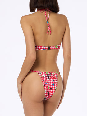 Women beandeau bikini Dahelle with gingham and fancy print | BEEPY BELLA SPECIAL EDITION - MC2 Saint Barth