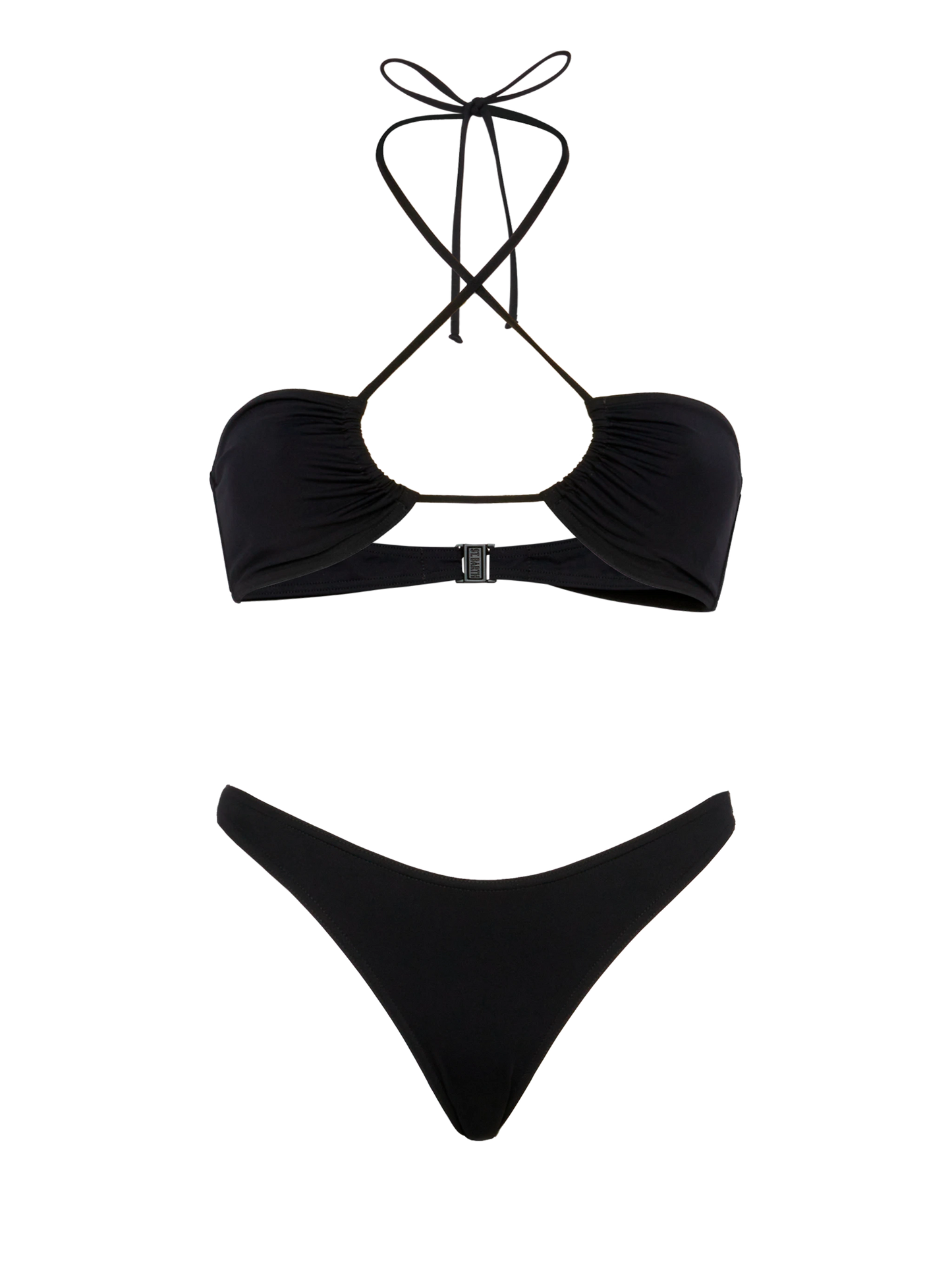Bikini noir Dahlia Lido avec haut bandeau et bas classique 