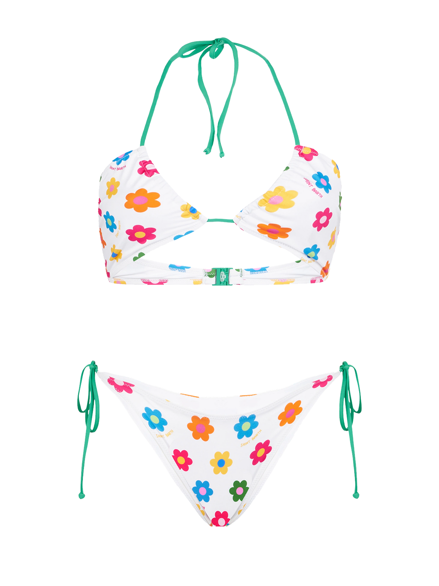 Woman bandeau bikini with daisy print