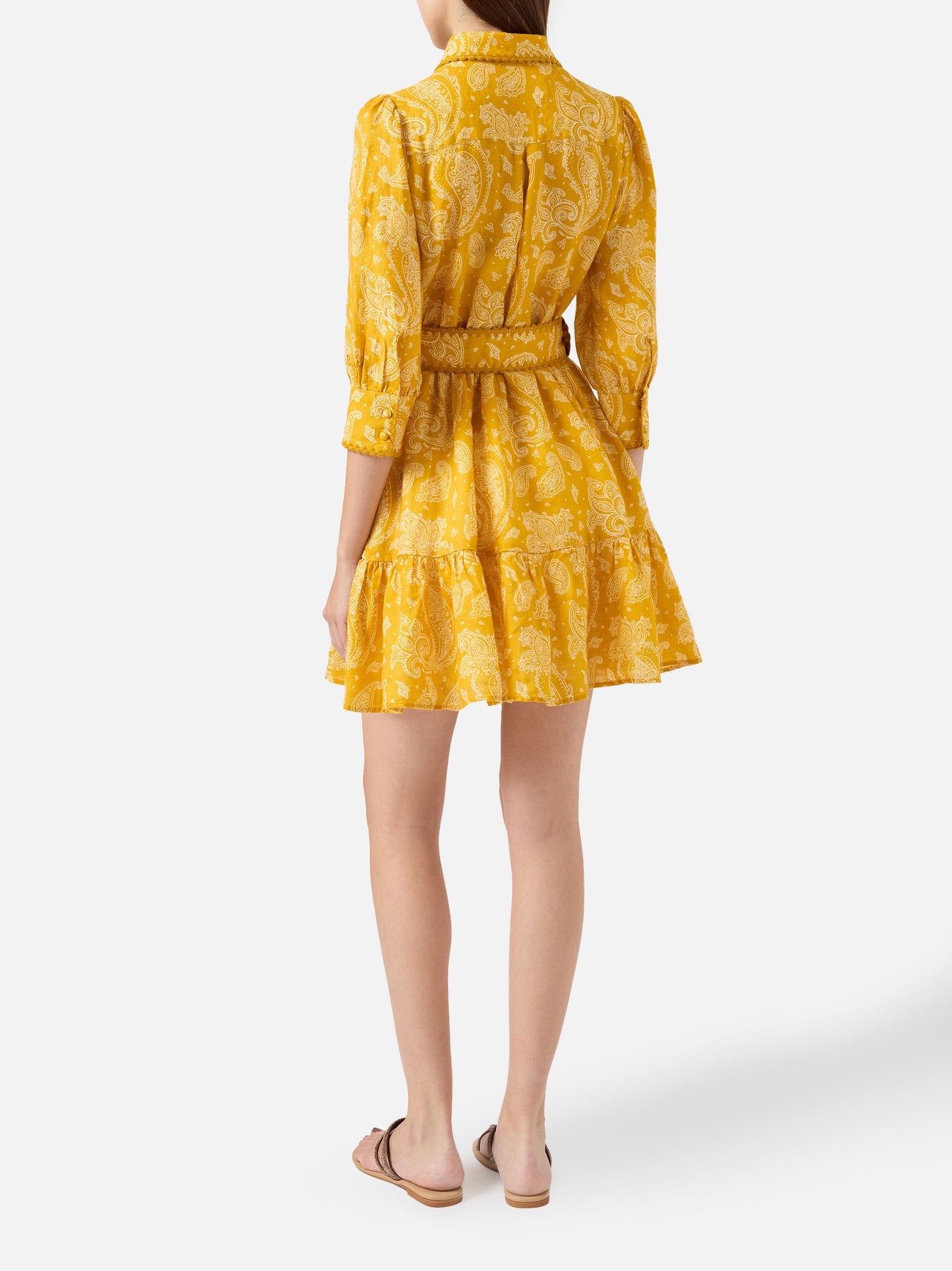 Paisley print linen short dress Daisi