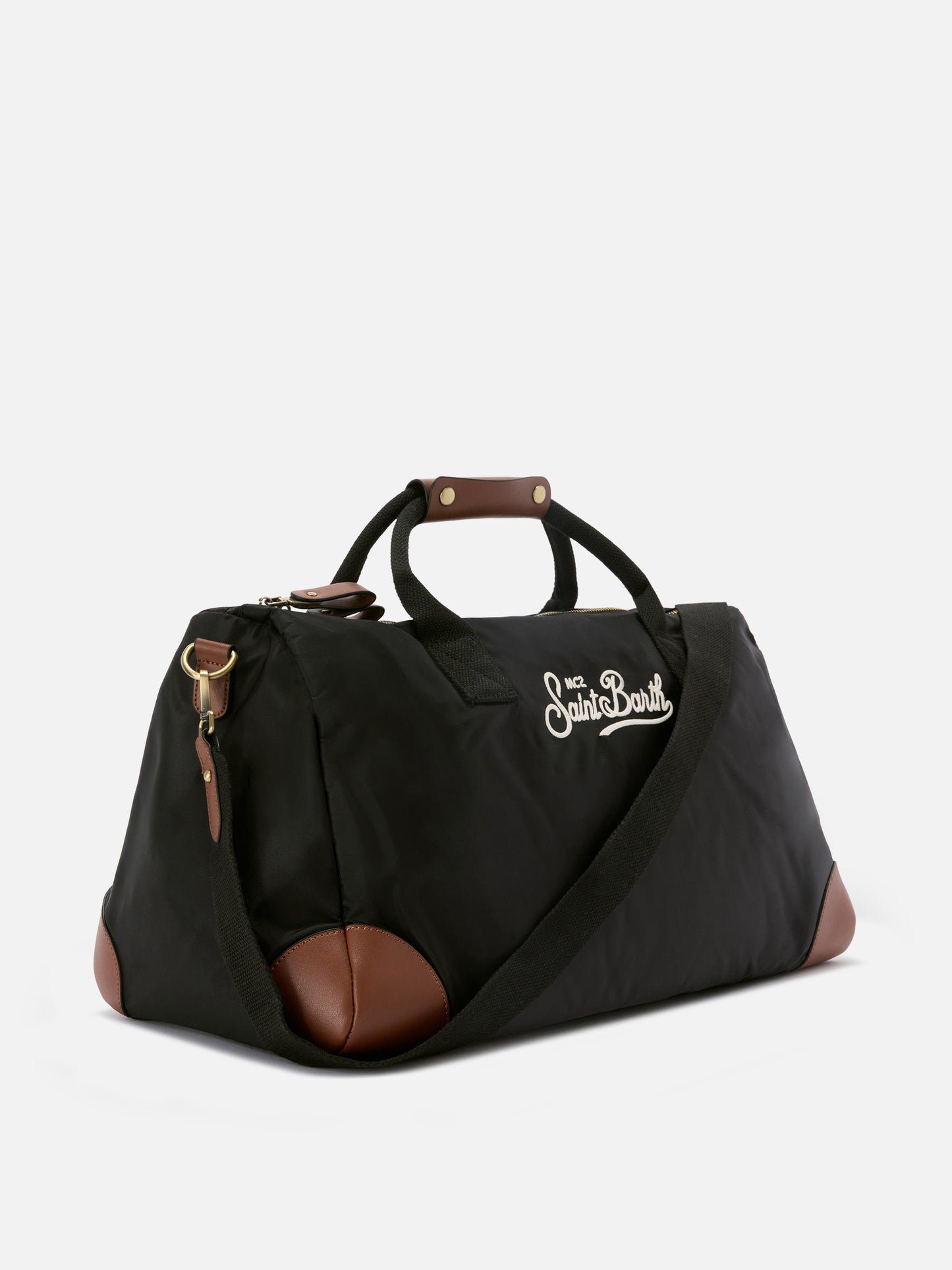 Borsone Daily in nylon nero con logo ricamato