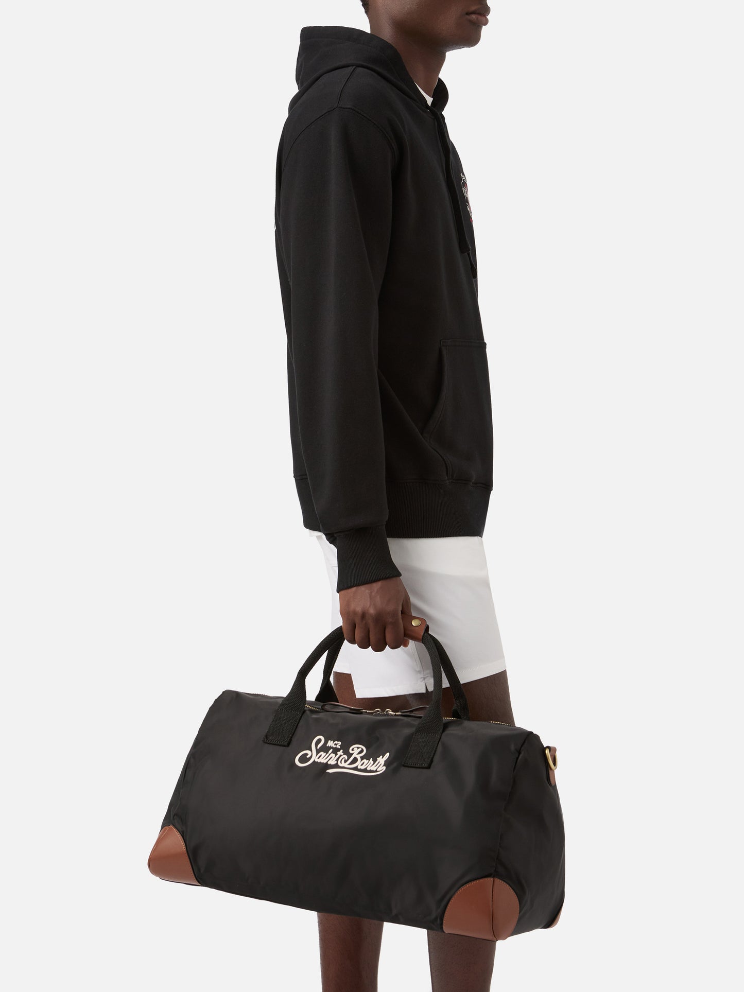 Borsone Daily in nylon nero con logo ricamato