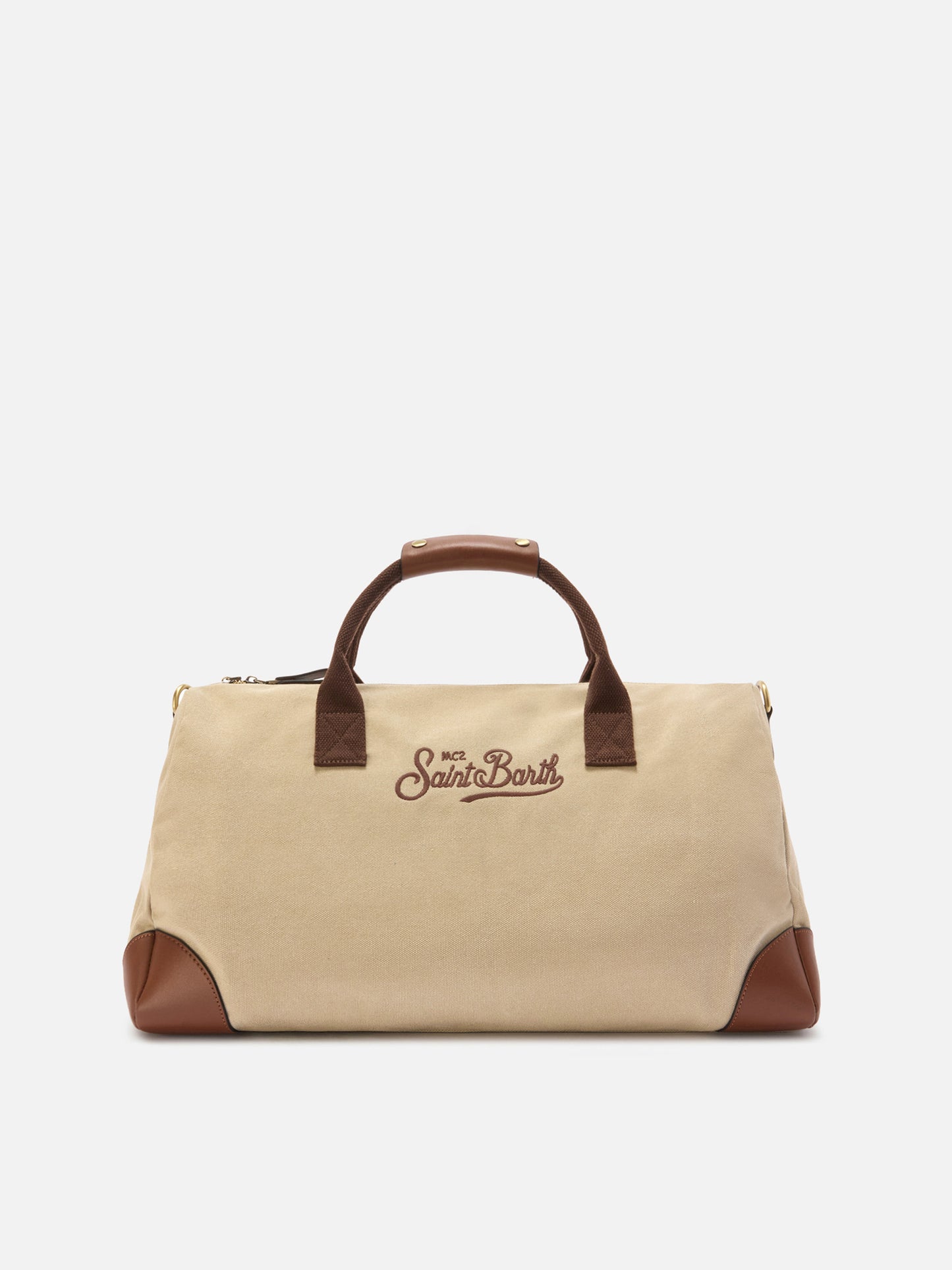 Borsone Daily in misto cotone beige con logo ricamato