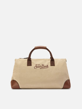 Borsone Daily in misto cotone beige con logo ricamato