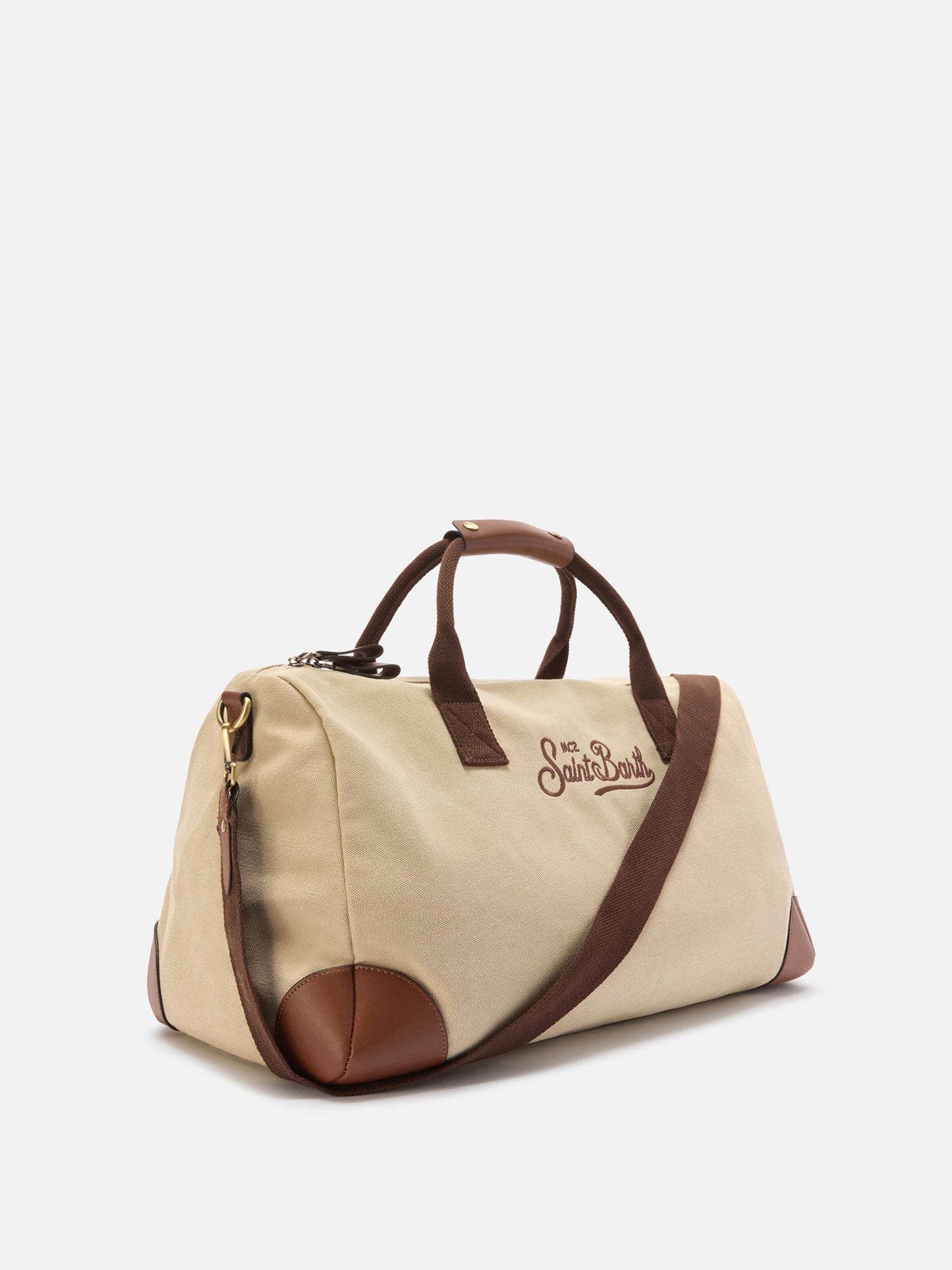 Borsone Daily in misto cotone beige con logo ricamato