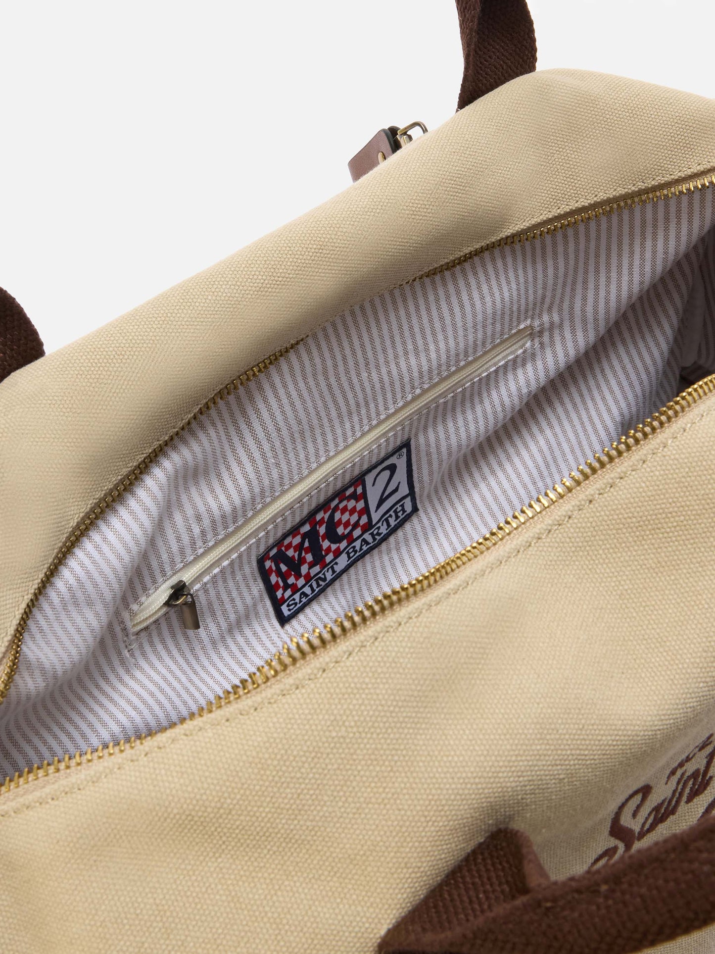 Borsone Daily in misto cotone beige con logo ricamato