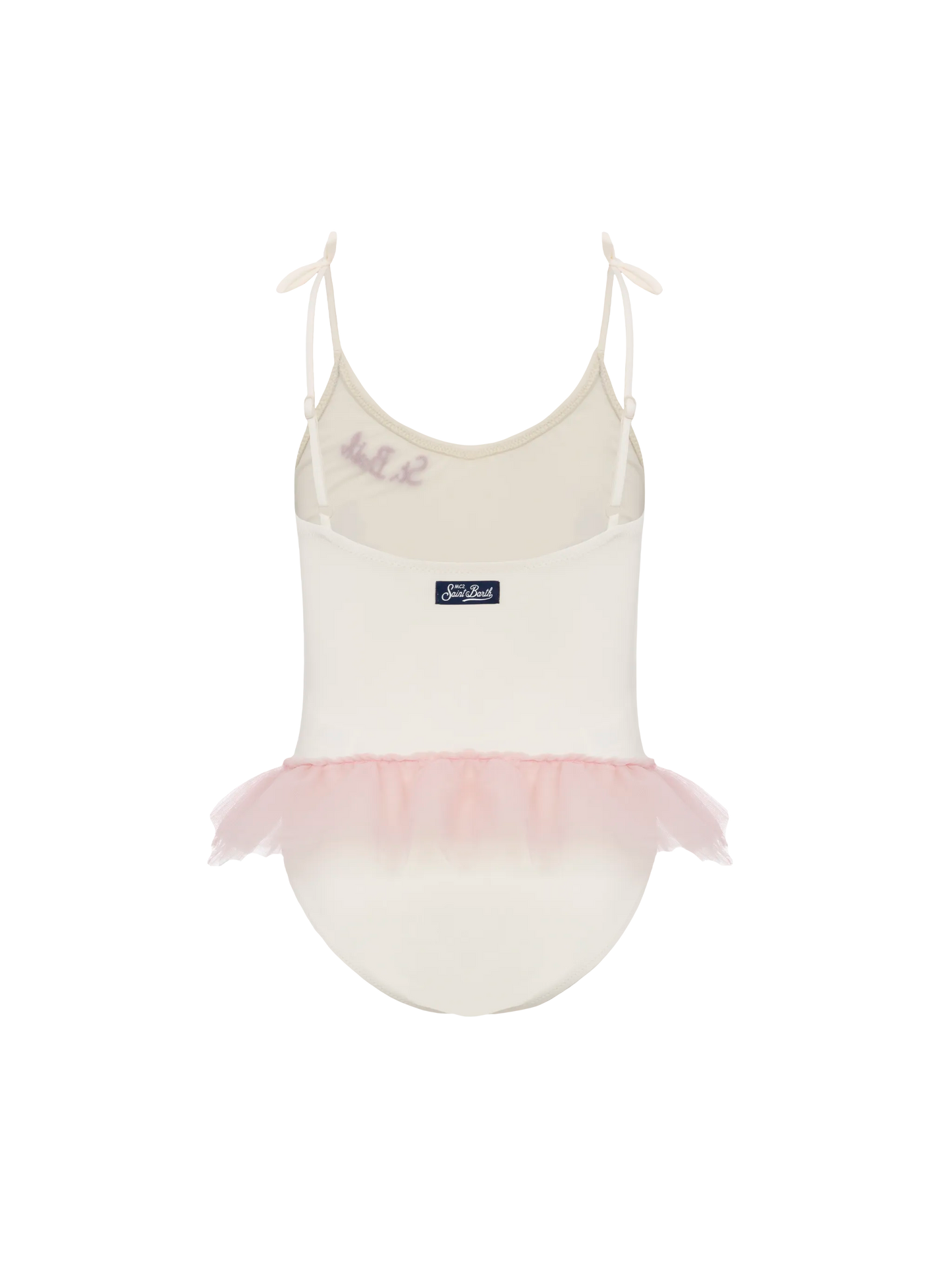 Dancer one-piece swimsuit with tulle ruffle and glittered bows - MC2 Saint Barth