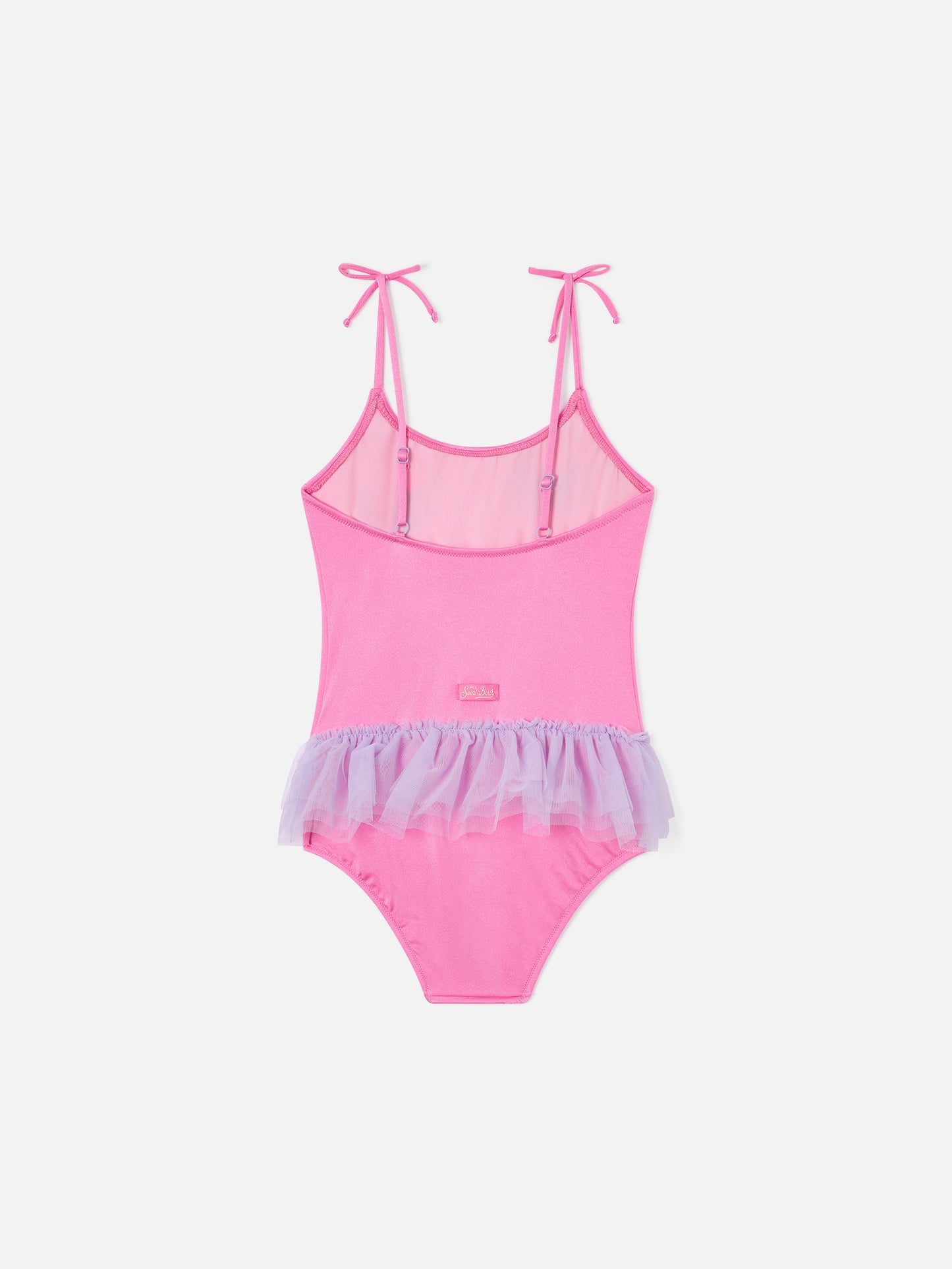 Costume intero Dancer con balza in tulle e cuori glitterati