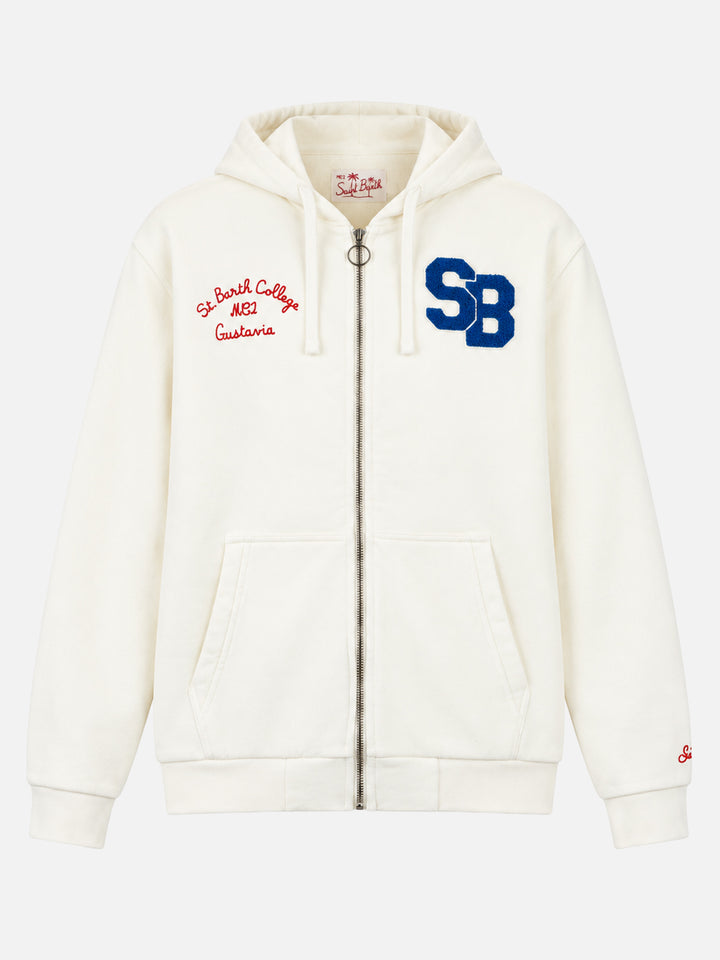 Felpa Danny bianca con patch e ricamo
