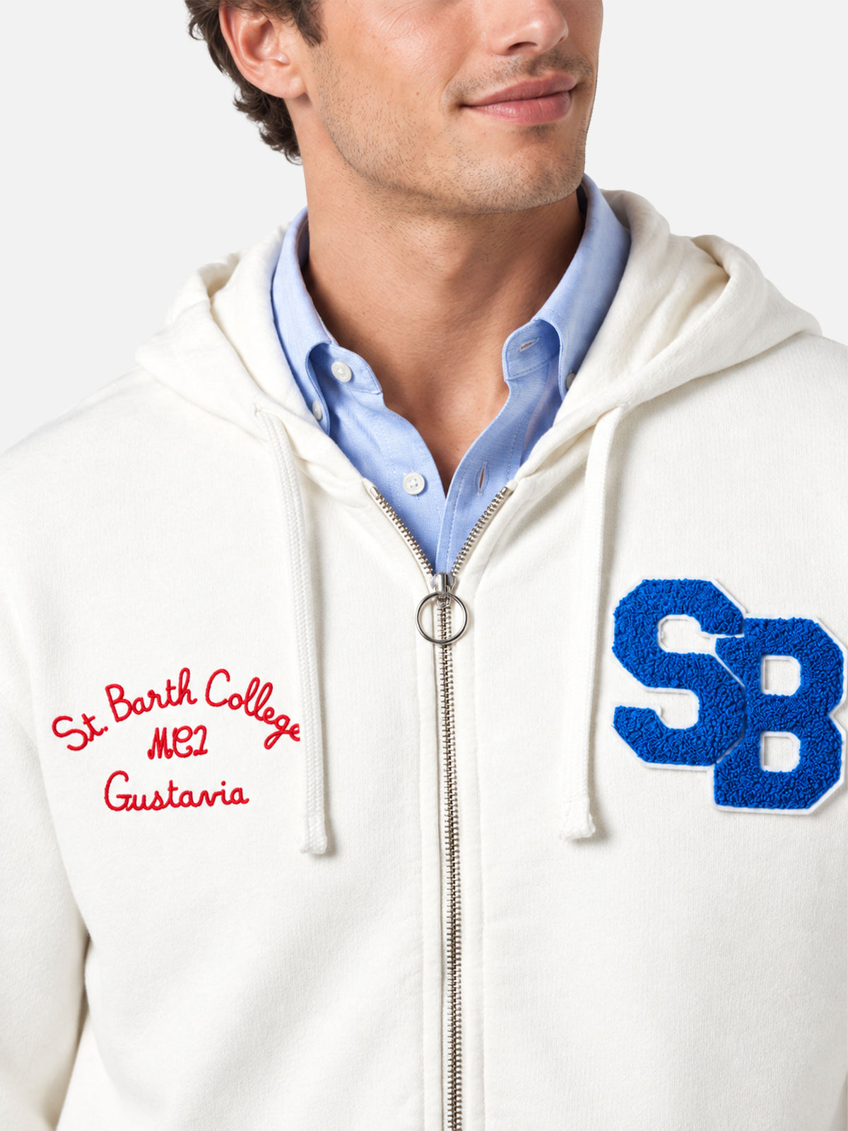 Sudadera blanca Danny con parche y bordado 