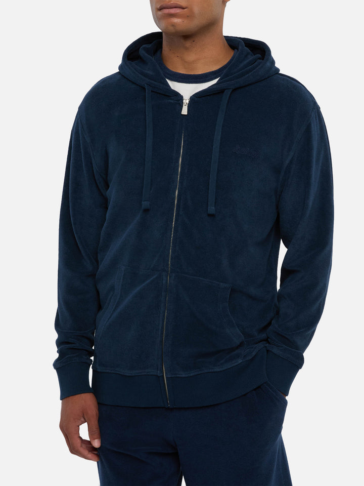 Zipped terry hoodie Danny with St. Barth embroidery