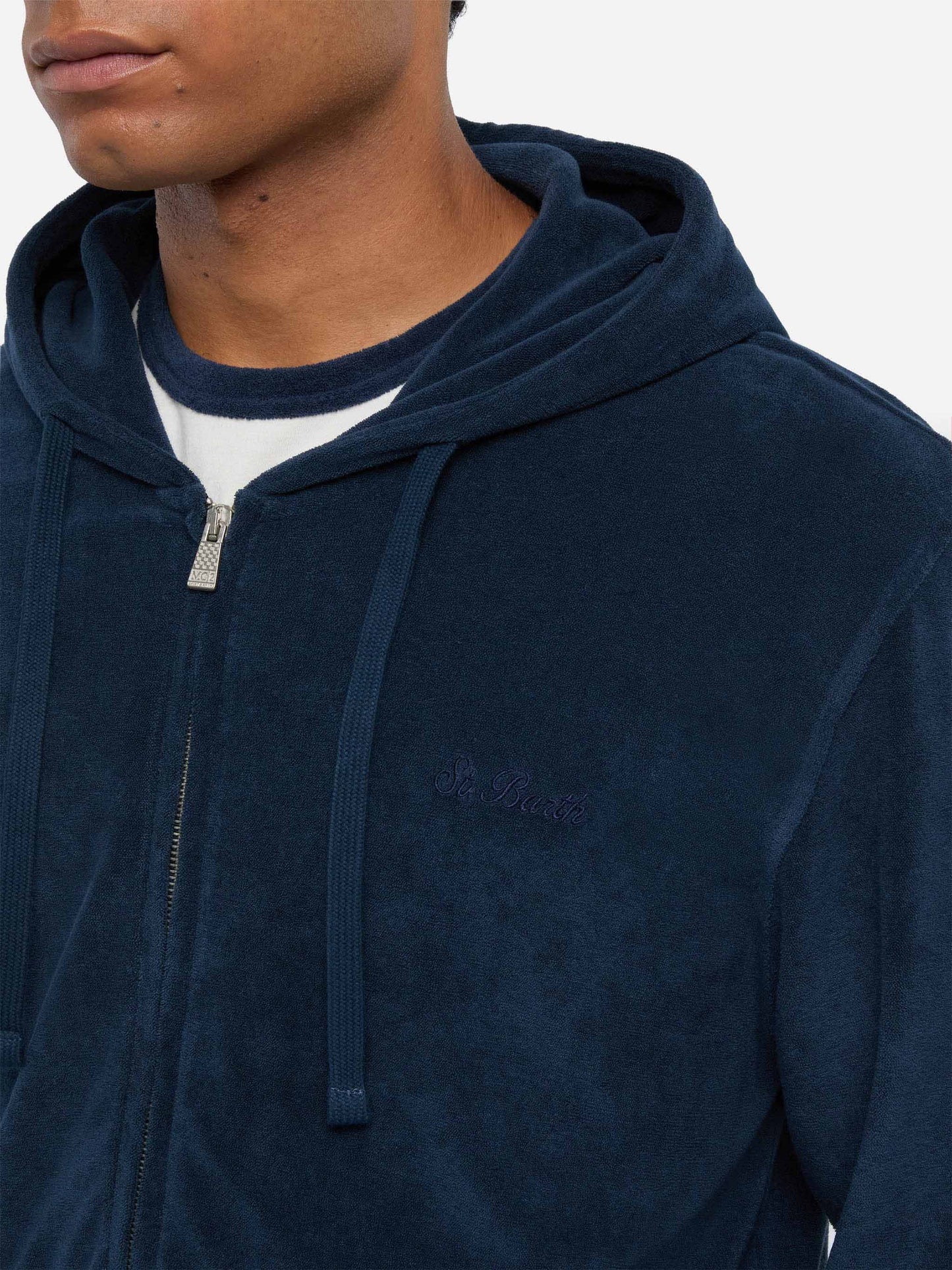 Zip-Frottee-Hoodie Danny mit St. Barth-Stickerei