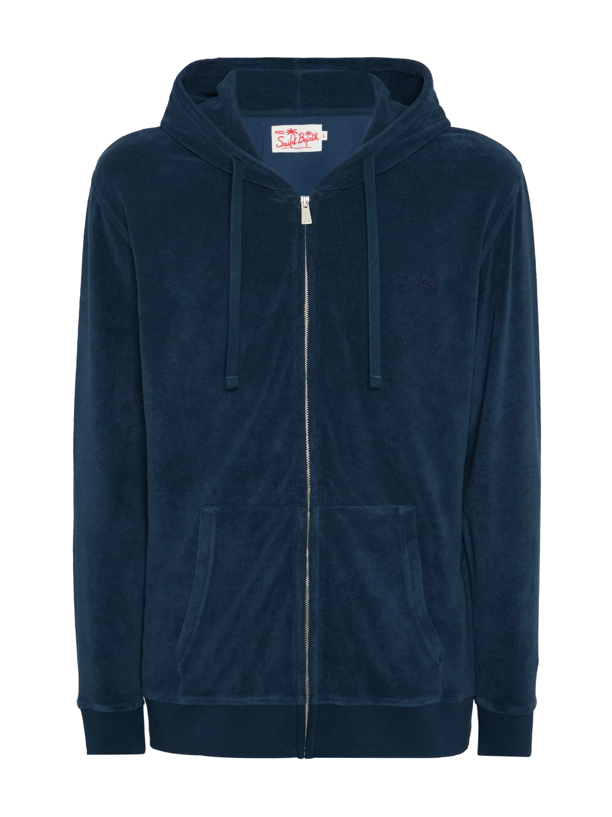 Zipped terry hoodie Danny with St. Barth embroidery - MC2 Saint Barth