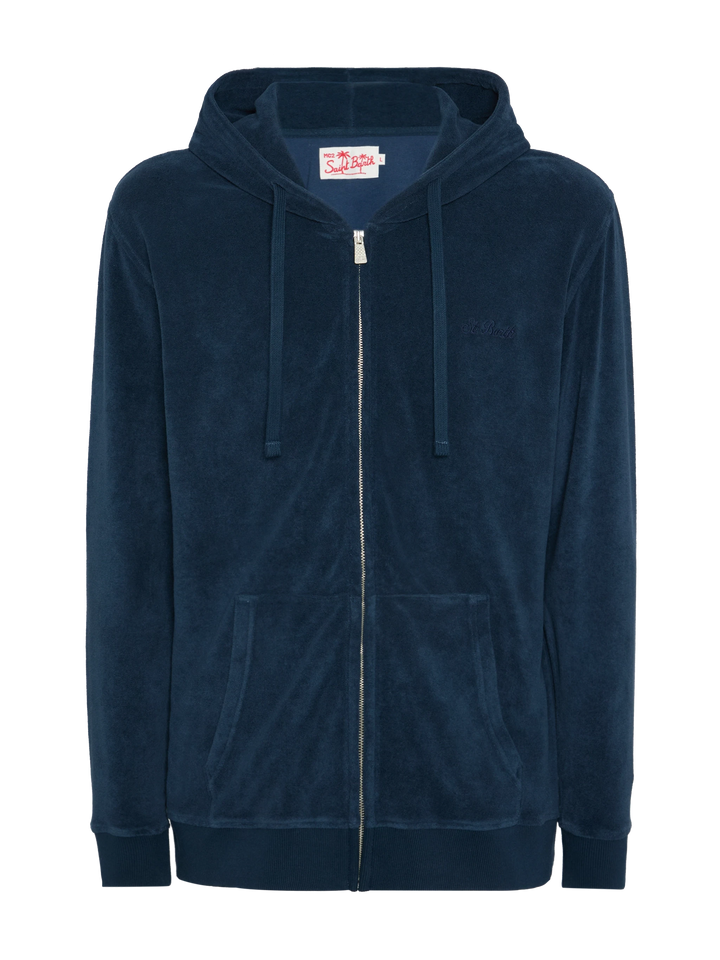 Zipped terry hoodie Danny with St. Barth embroidery - MC2 Saint Barth