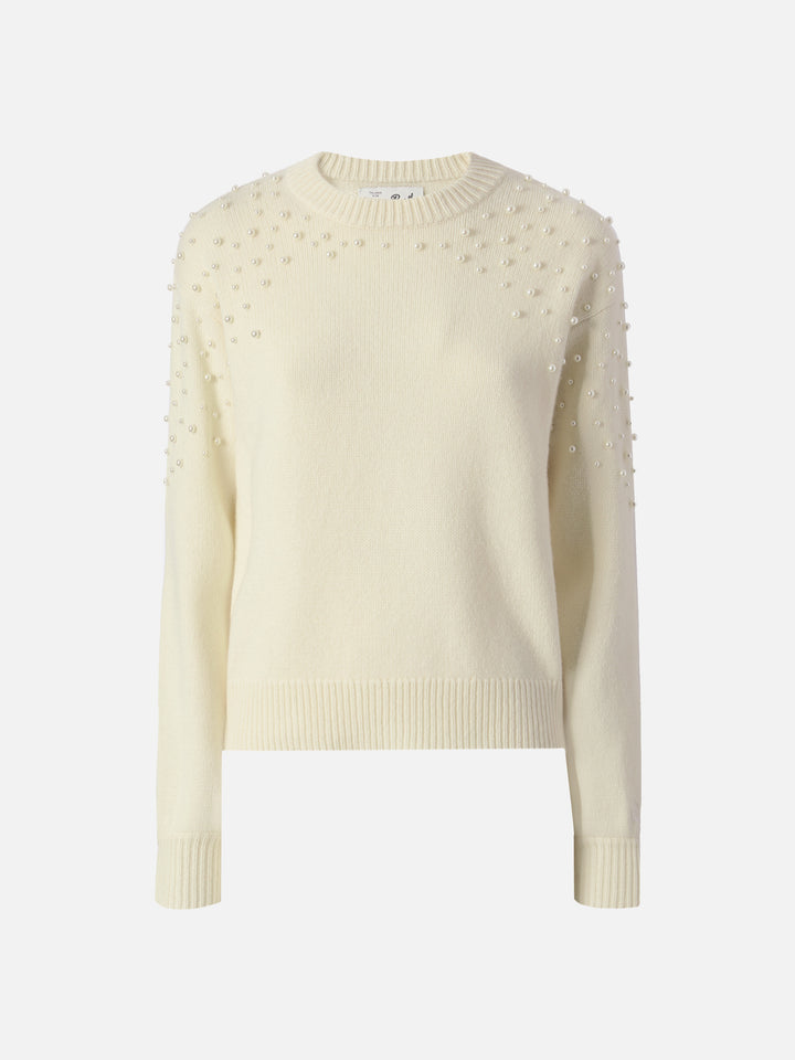 Danya Pullover aus Wollmischung mit Perlenapplikationen 