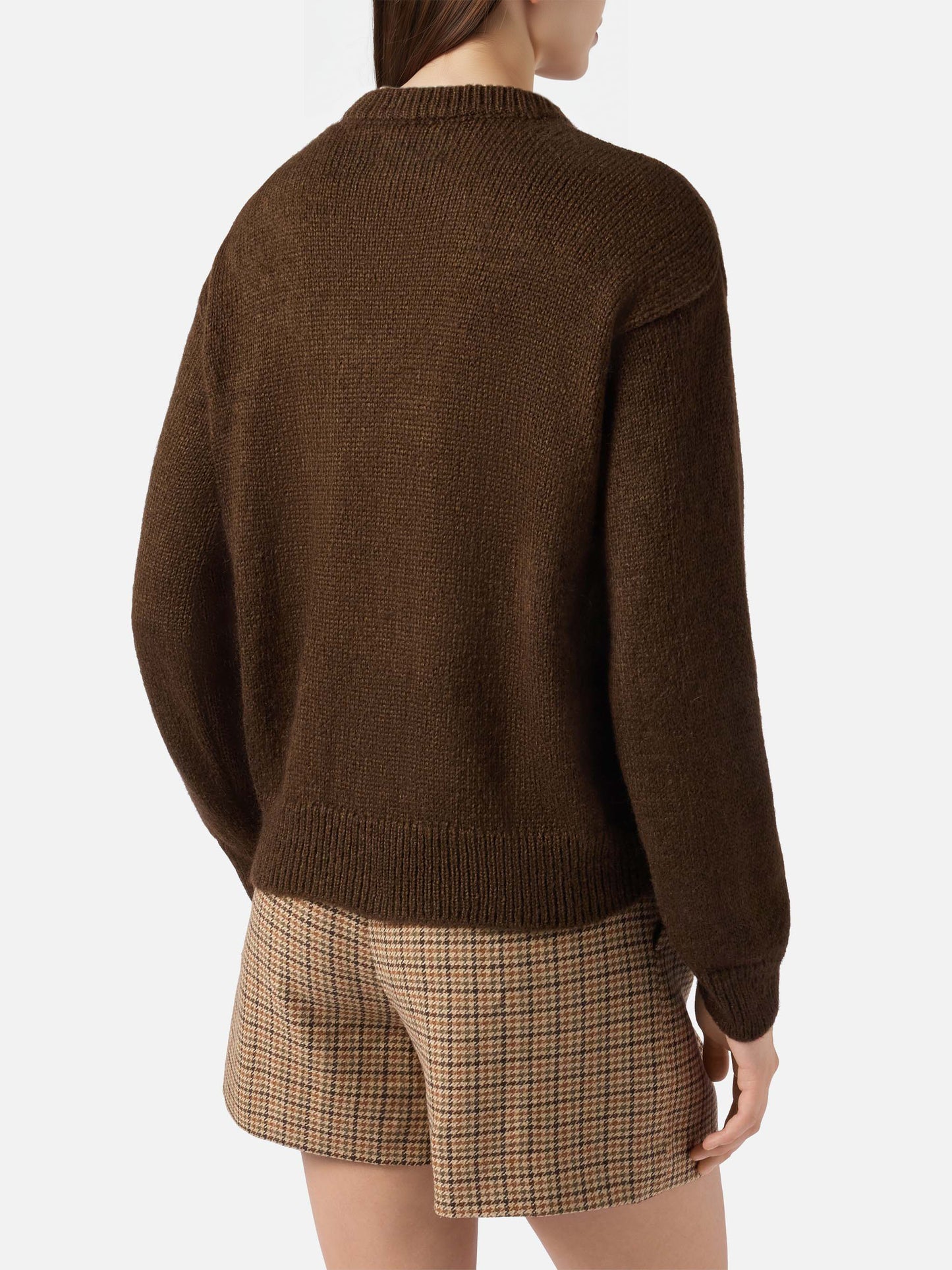 Danya alpaca-blend sweater in brown with St. Barth jacquard