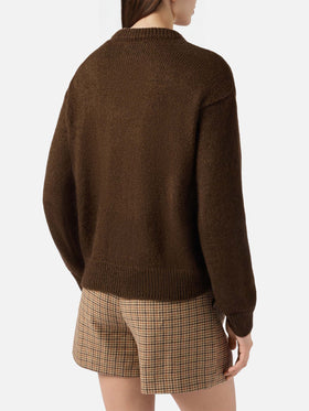 Danya alpaca-blend sweater in brown with St. Barth jacquard