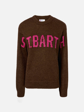 Danya alpaca-blend sweater in brown with St. Barth jacquard