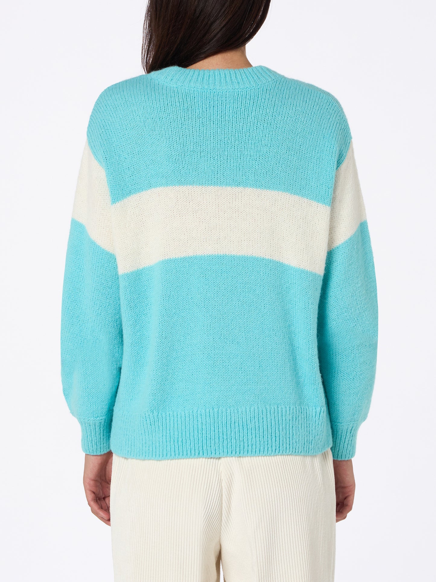 Woman light blue sweater Danya with Apres ski print - MC2 Saint Barth