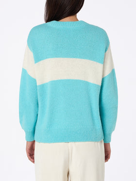 Woman light blue sweater Danya with Apres ski print - MC2 Saint Barth