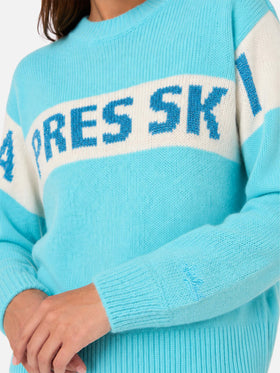Danya light blue sweater with Après Ski print