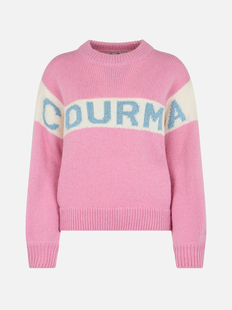 Woman pink sweater Danya with Courma print