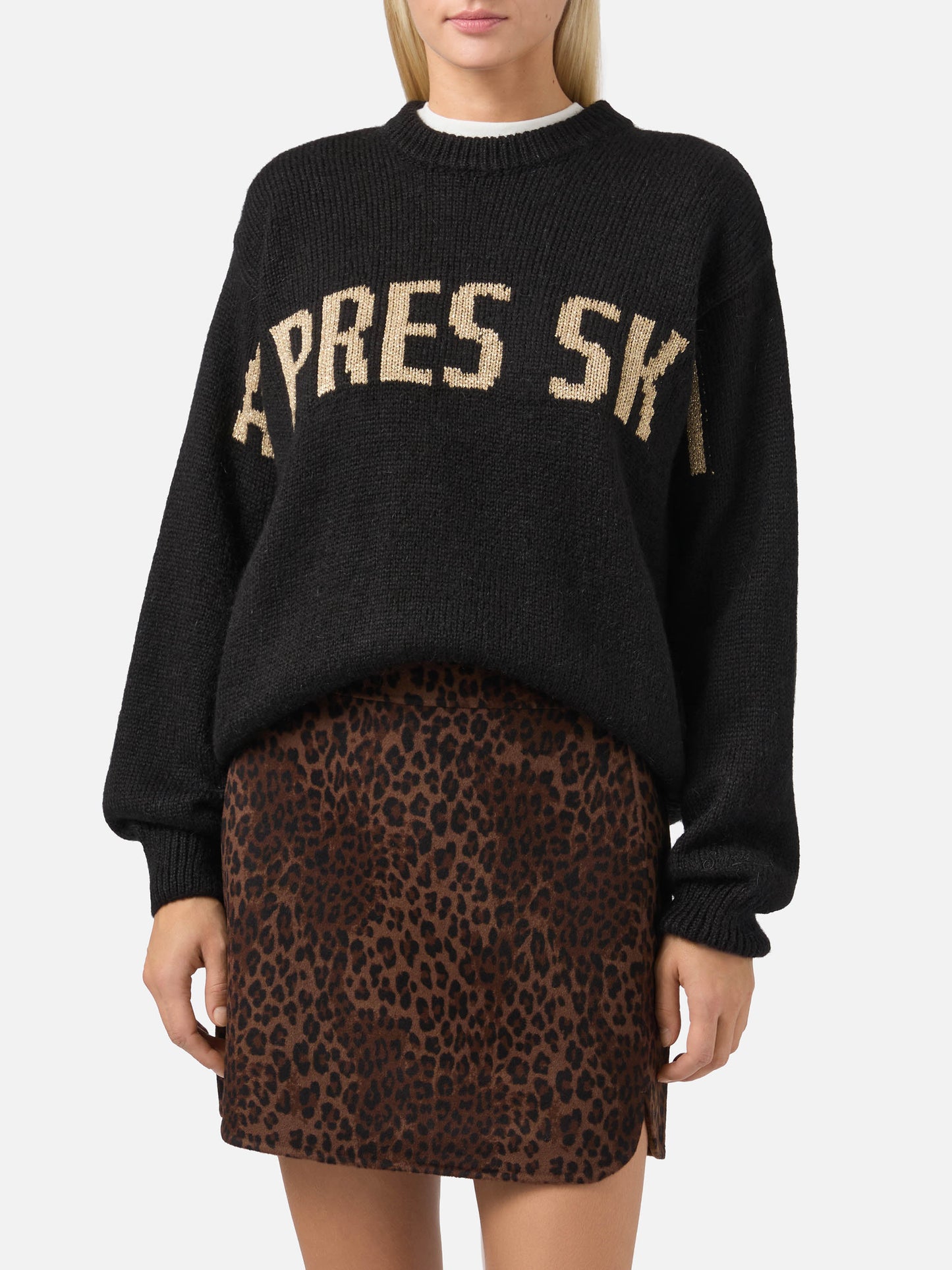 Maglione Danya in misto alpaca nero con jacquard Apres Ski