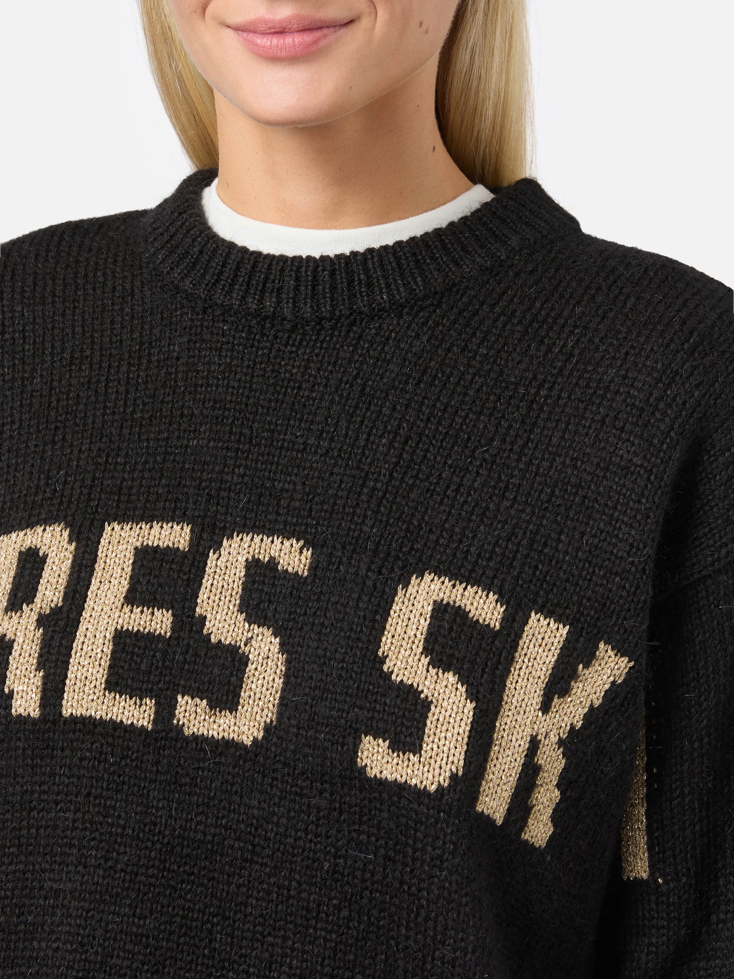 Maglione Danya in misto alpaca nero con jacquard Apres Ski