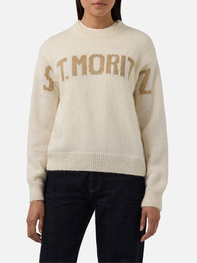 Maglione Danya in misto alpaca bianco con jacquard St. Moritz