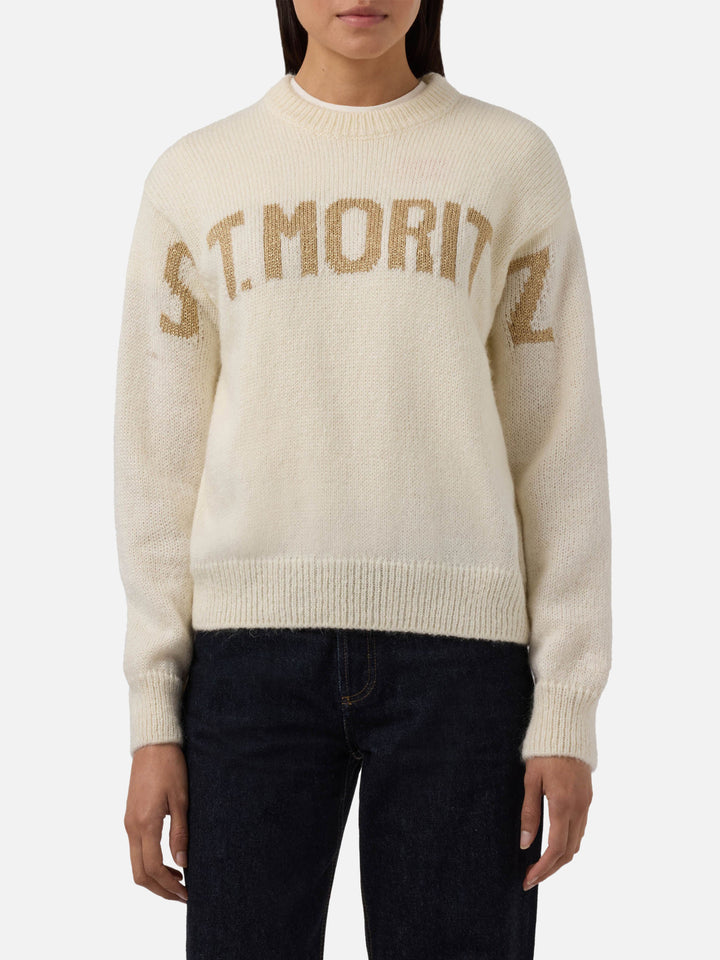 Danya alpaca-blend sweater in white with St. Moritz jacquard