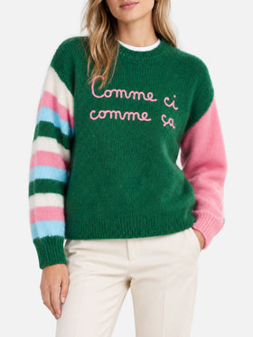 Pull boxy doux Green Danya avec broderie 