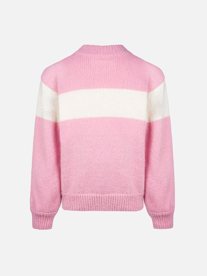 Girl pink crewneck sweater Danya with Courma lurex logo - MC2 Saint Barth