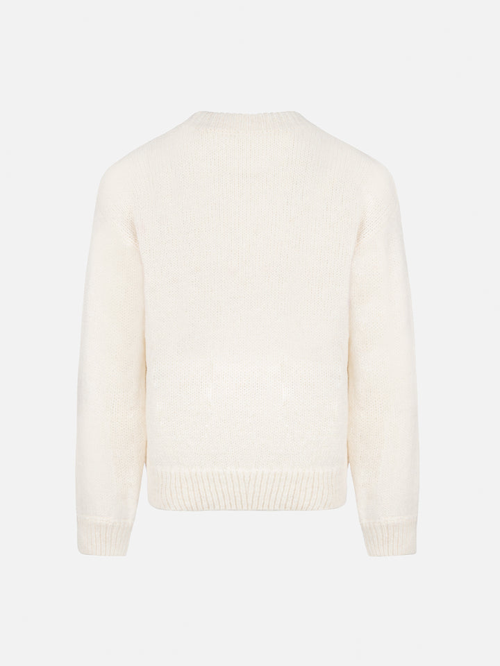 Girl pink crewneck sweater Danya with Saint Barth lurex logo - MC2 Saint Barth