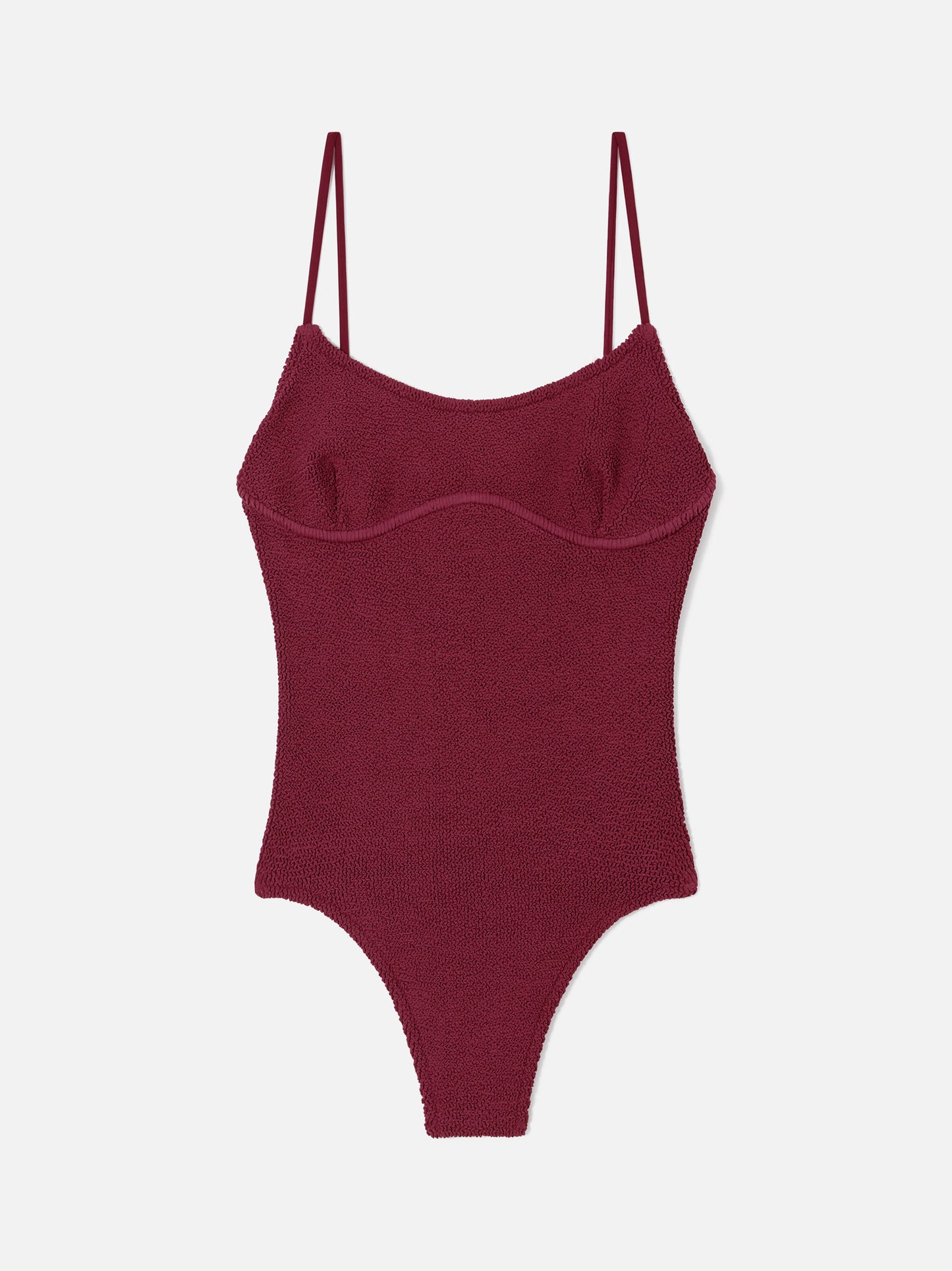 Costume intero Dara in tessuto crinkle bordeaux