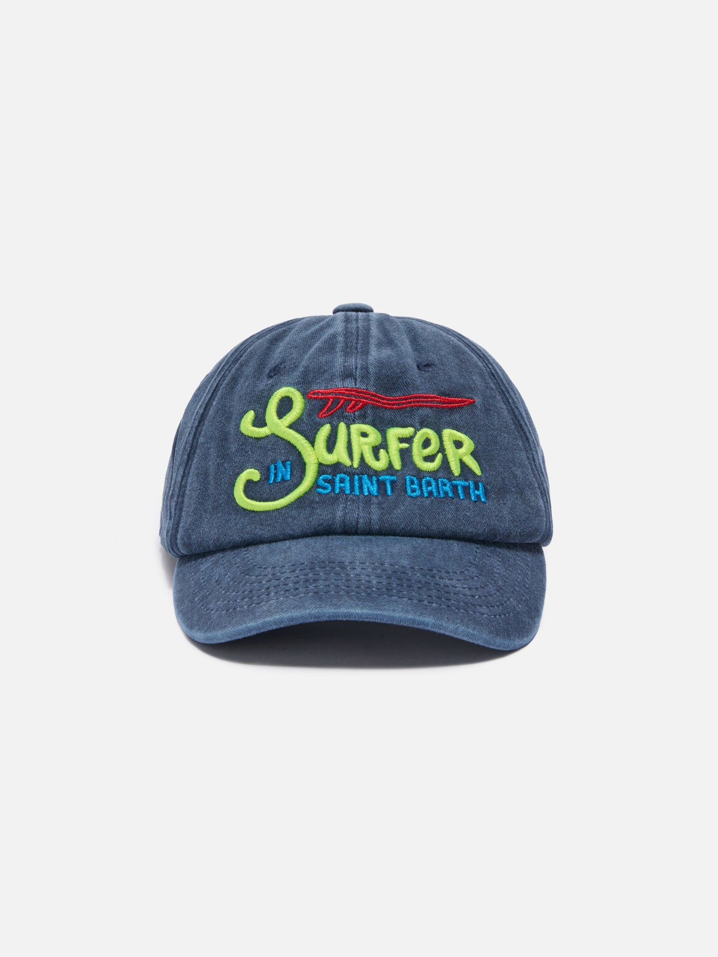 Denim ball cap Baseball Jr with Surfer in Saint Barth embroidery