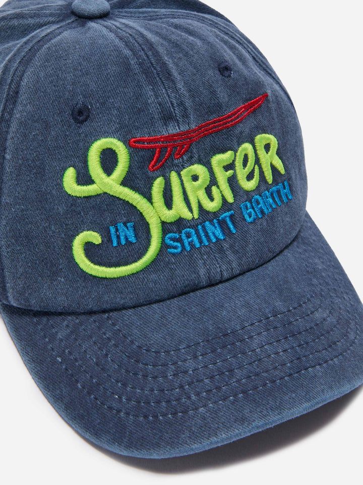 Denim ball cap Baseball Jr with Surfer in Saint Barth embroidery