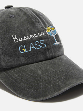 Cappellino Davis in denim nero con visiera e ricamo Business glass