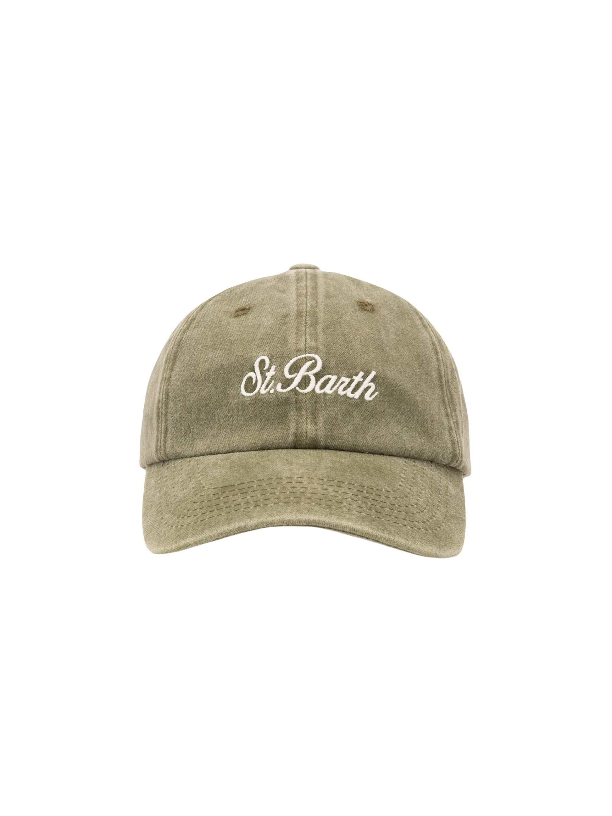 Davis military green denim Ball Cap with St. Barth embroidery - MC2 Saint Barth