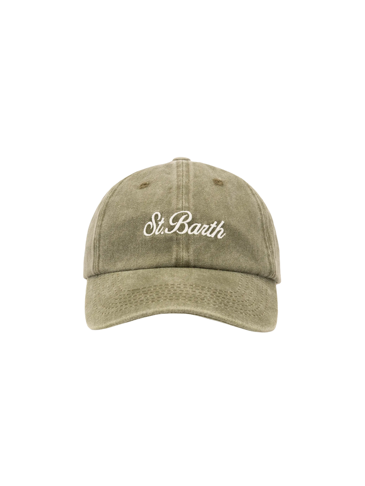 Davis military green denim Ball Cap with St. Barth embroidery - MC2 Saint Barth